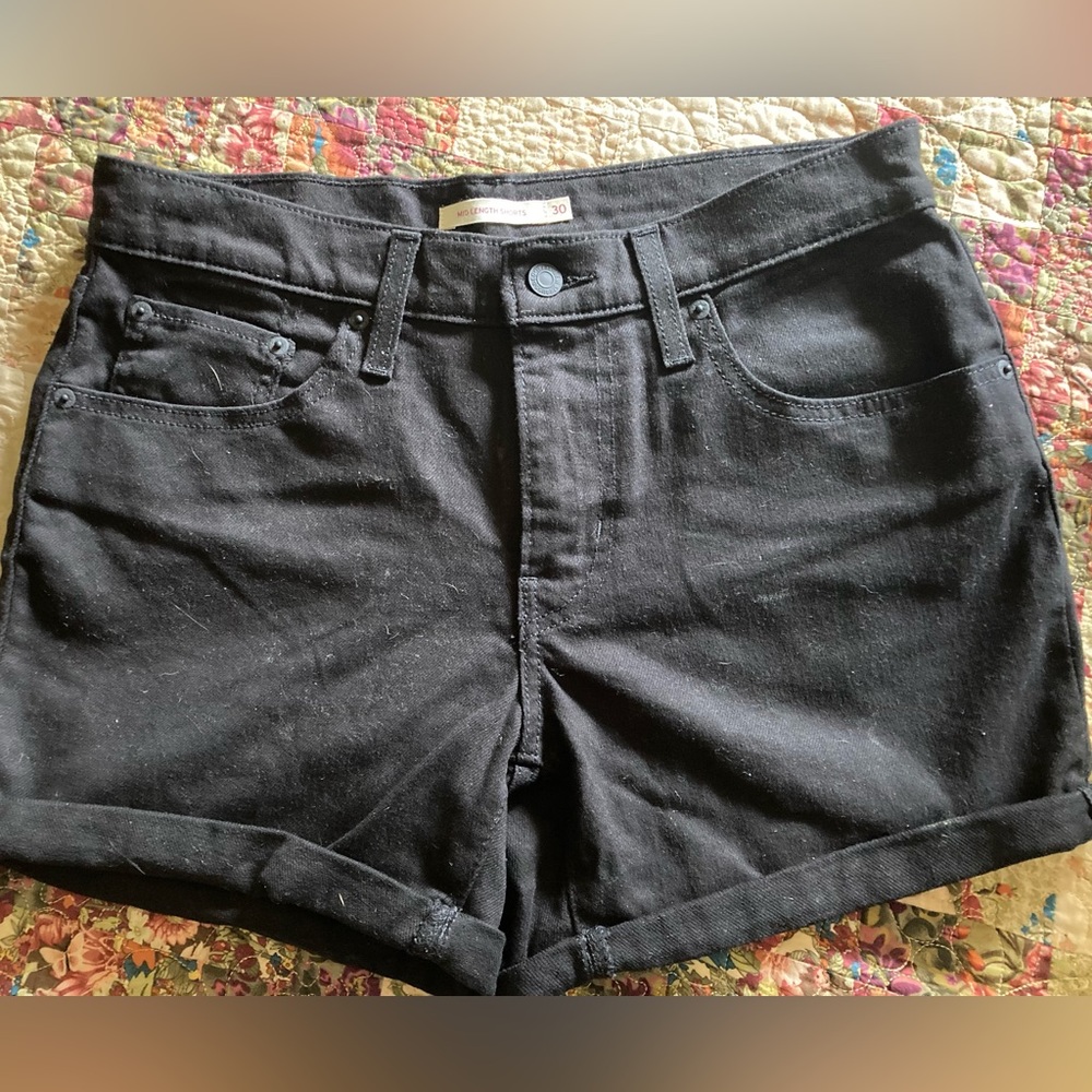 Black Denim Jean Shorts by Levi’s. Size 30